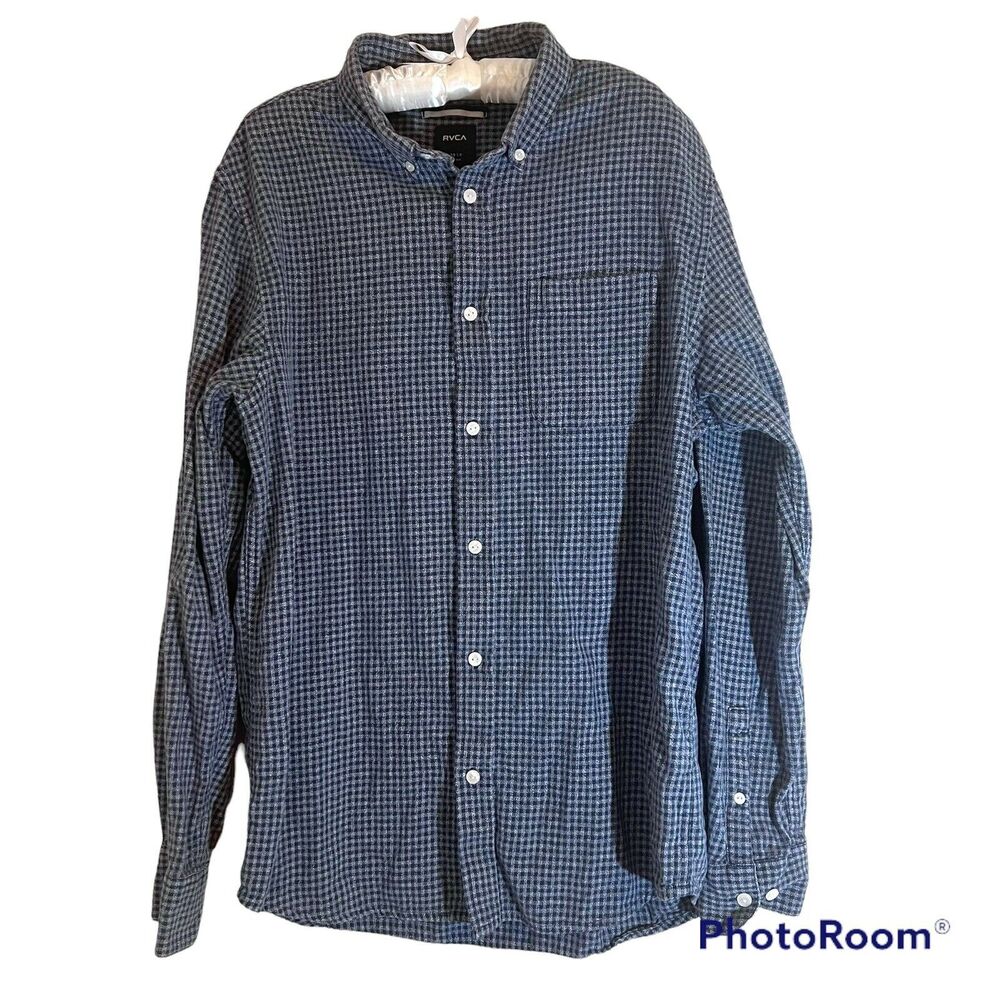 RVCA Mens Large Button Down Slim Fit Shirt